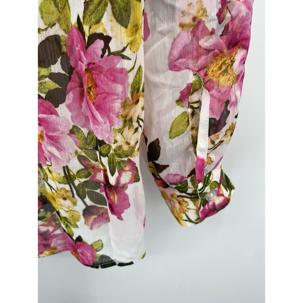 KUT From The Kloth Chiffon Button-Up Shirt Floral Dusty Pink Small NWT - Picture 7 of 14